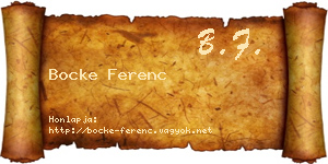 Bocke Ferenc névjegykártya